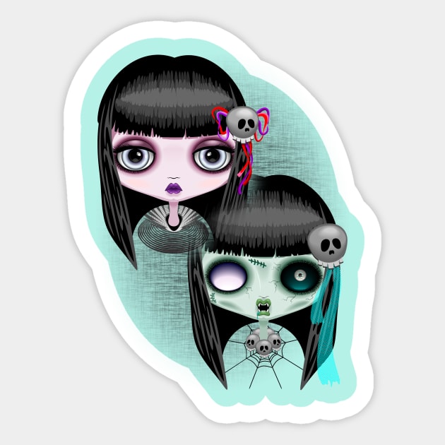 Zombie Doll The Dark Side Sticker by BluedarkArt